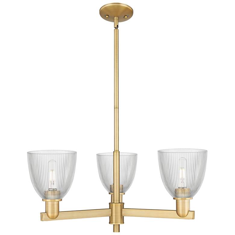 Image 1 Arcadia Castile 28"W 3-Lt Brushed Brass Stem Chandelier w/ Clear Shade