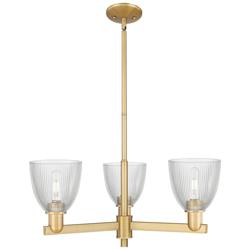 Arcadia Castile 28"W 3-Lt Brushed Brass Stem Chandelier w/ Clear Shade