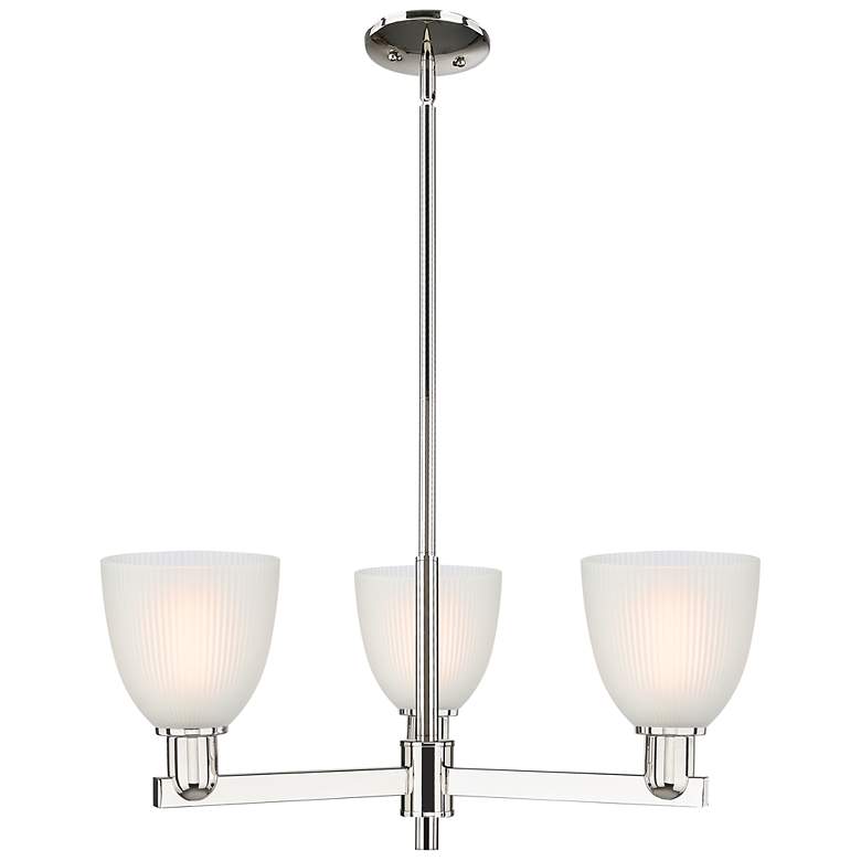 Image 1 Arcadia Castile 28"W 3-Lt Polished Nickel Stem Chandelier w/ White Shade