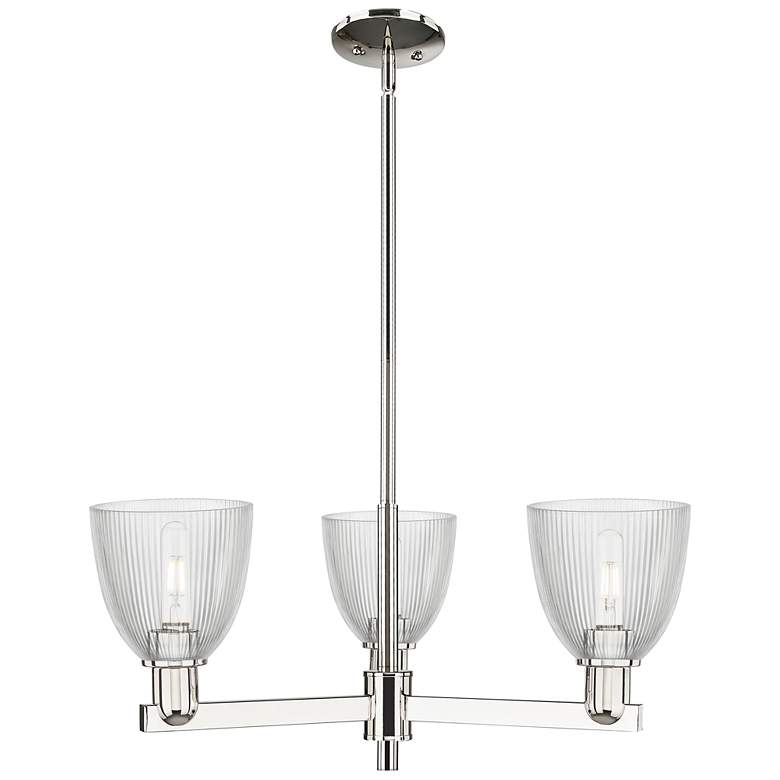 Image 1 Arcadia Castile 28"W 3-Lt Satin Nickel Stem Chandelier w/ Clear Shade