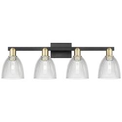 Arcadia Castile 33"W 4 Light Black Brass Vanity Light w/ Clear Shade