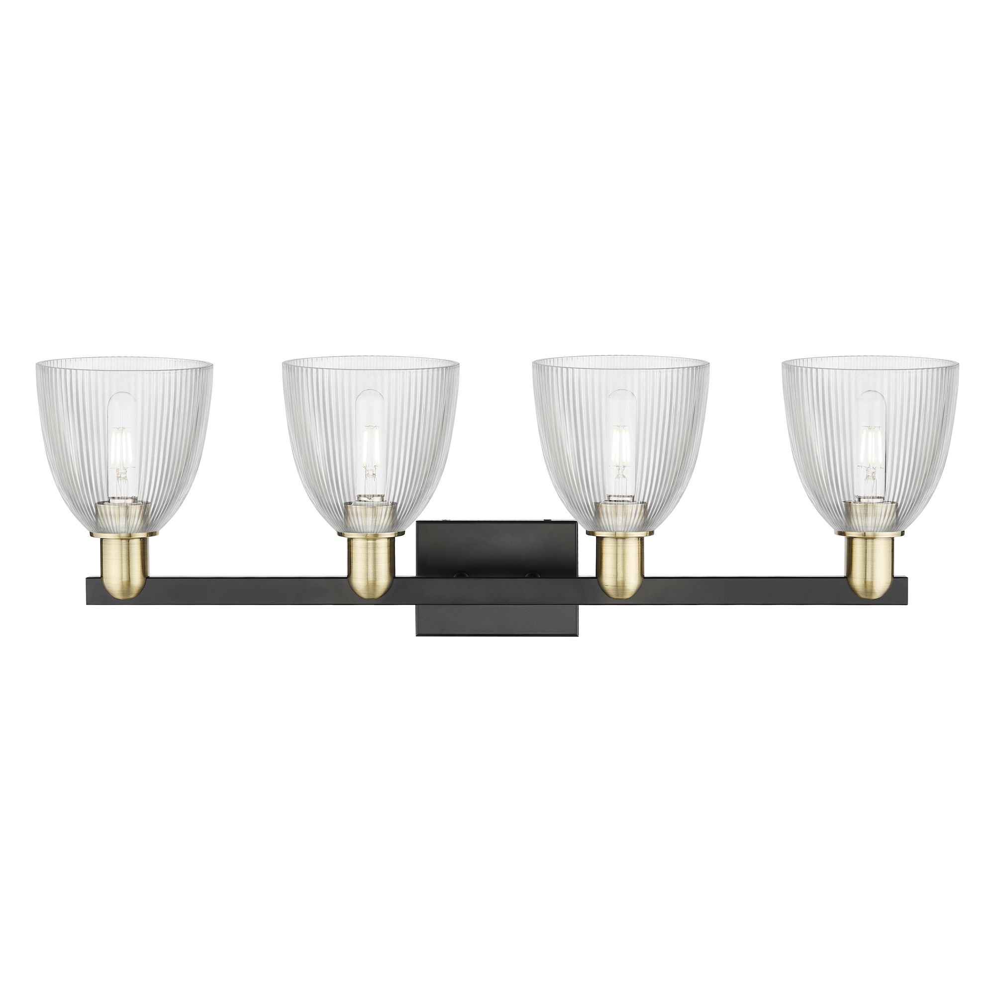 Image 2 Arcadia Castile 33"W 4 Light Black Brass Vanity Light w/ Clear Shade more views