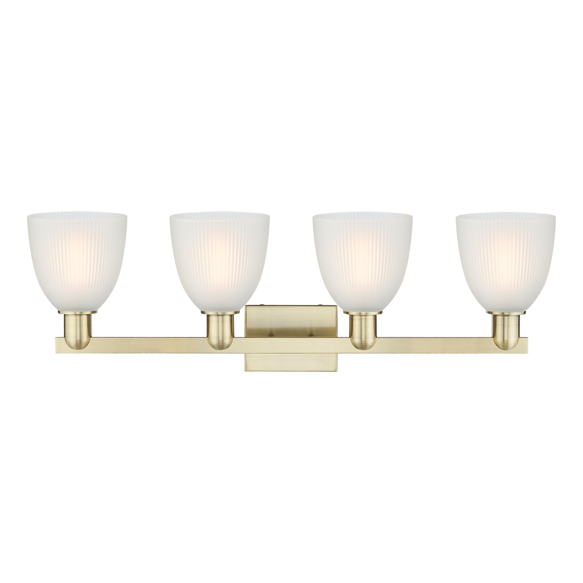 Image 2 Arcadia Castile 33"W 4 Light Brass Vanity Light With White Shade more views