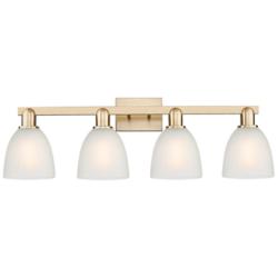Arcadia Castile 33"W 4 Light Bronze Vanity Light w/ White Shade