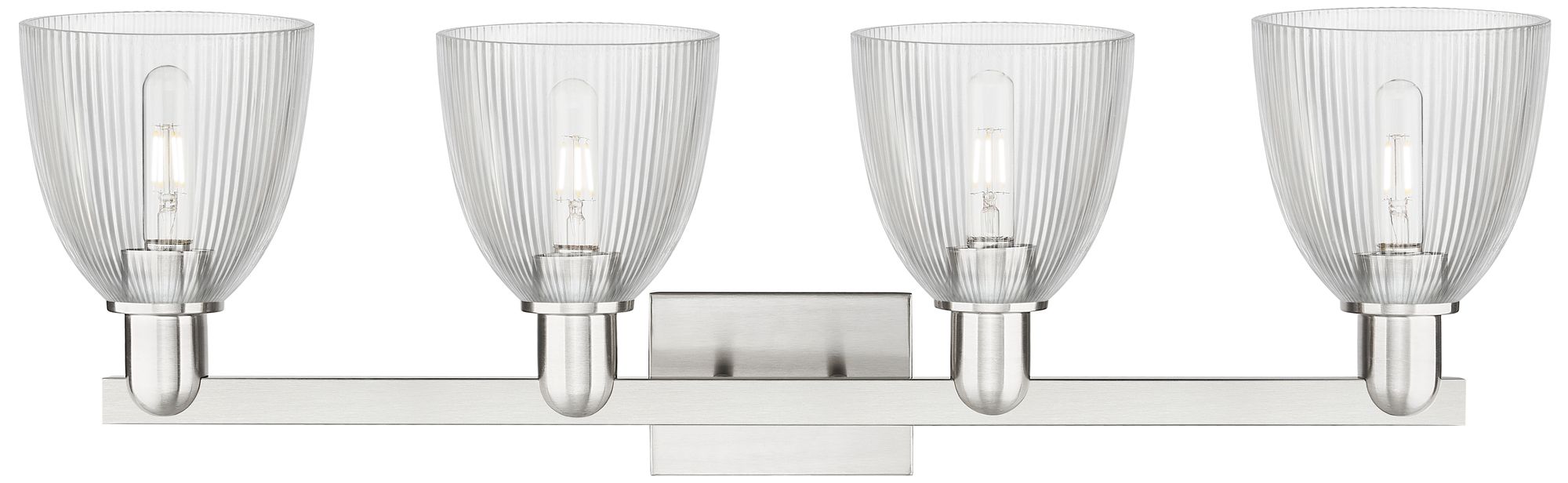 Image 2 Arcadia Castile 33"W 4 Light Brushed Nickel Bath Light w/ Clear Shade more views