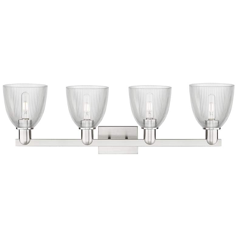 Image 2 Arcadia Castile 33"W 4 Light Brushed Nickel Bath Light w/ Clear Shade more views