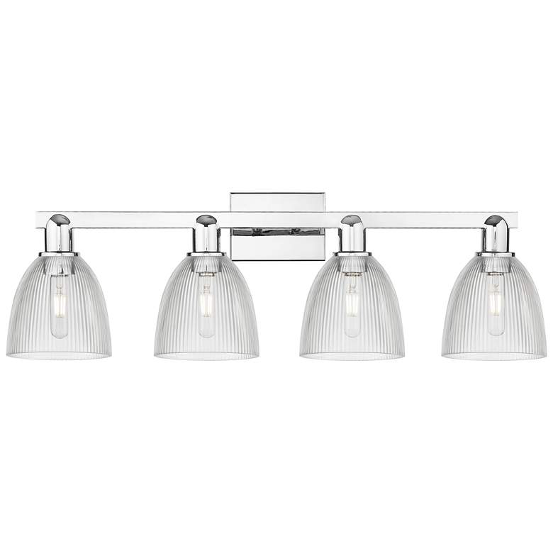 Image 1 Arcadia Castile 33"W 4 Light Chrome Vanity Light w/ Clear Shade