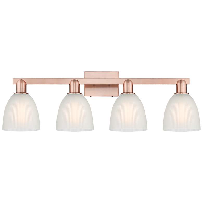 Image 1 Arcadia Castile 33"W 4 Light Copper Vanity Light With White Shade