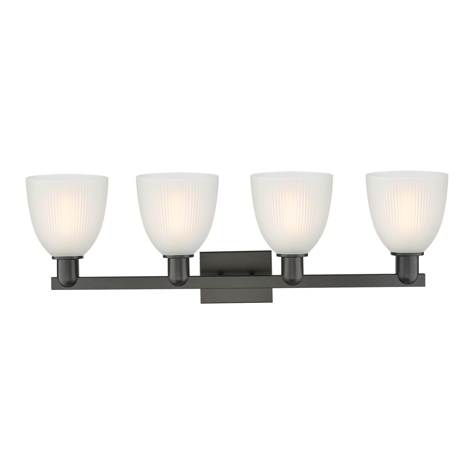 Image 2 Arcadia Castile 33"W 4 Light Matte Black Vanity Light With White Shade more views