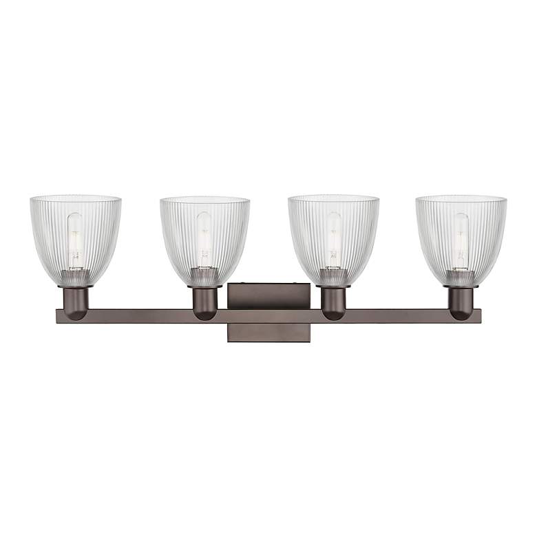 Image 2 Arcadia Castile 33"W 4 Light Oiled Bronze Vanity Light w/ Clear Shade more views
