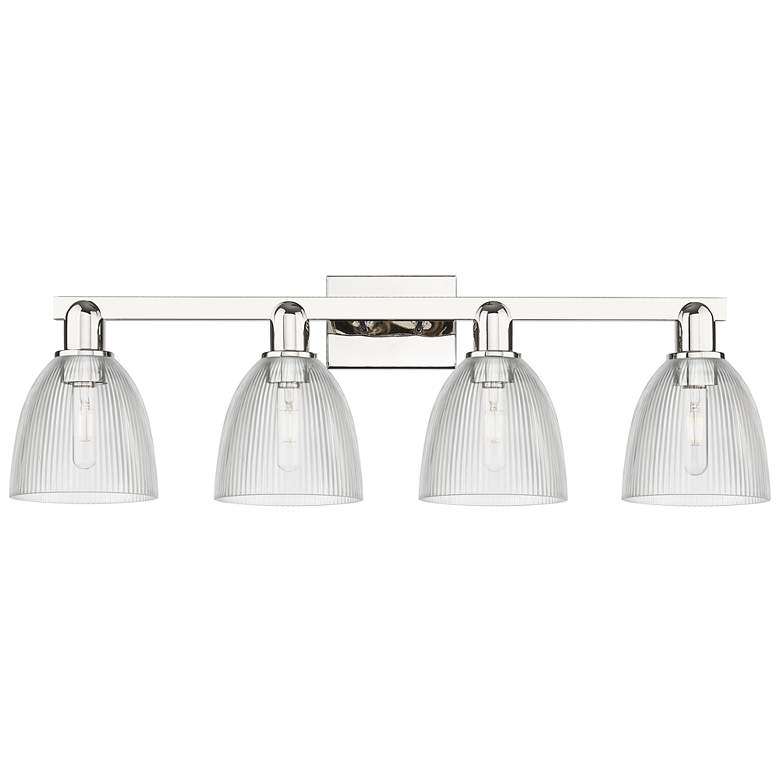 Image 1 Arcadia Castile 33"W 4 Light Polished Nickel Bath Light w/ Clear Shade