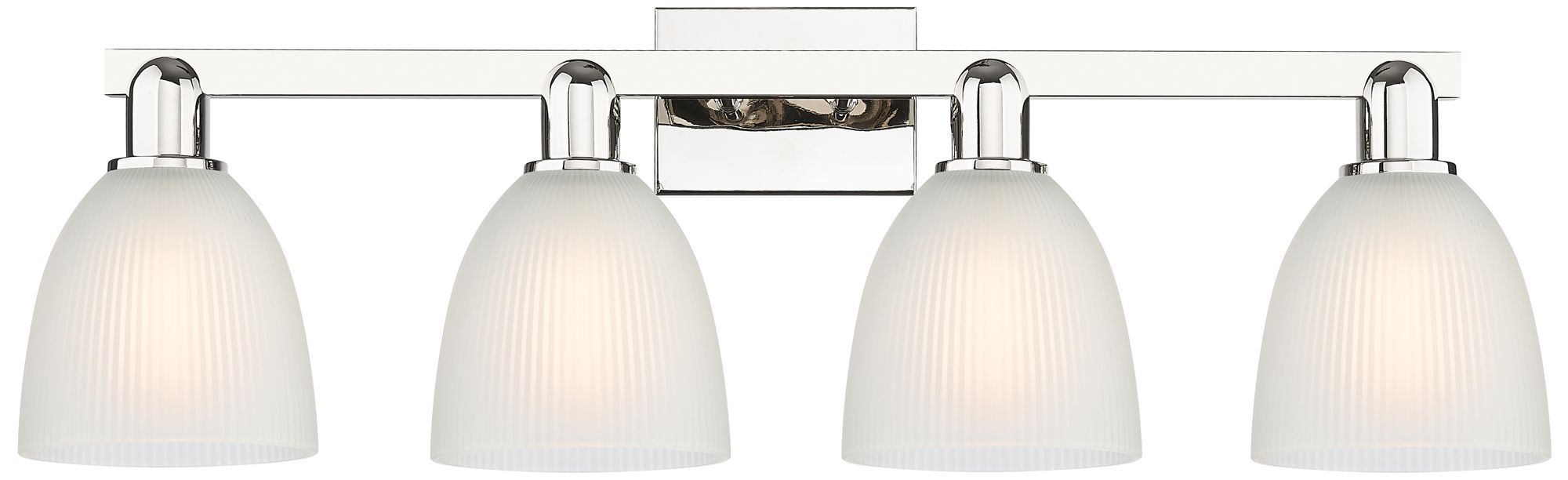 Arcadia Castile 33"W 4 Light Polished Nickel Bath Light w/ White Shade