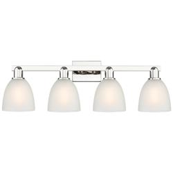 Arcadia Castile 33"W 4 Light Polished Nickel Bath Light w/ White Shade