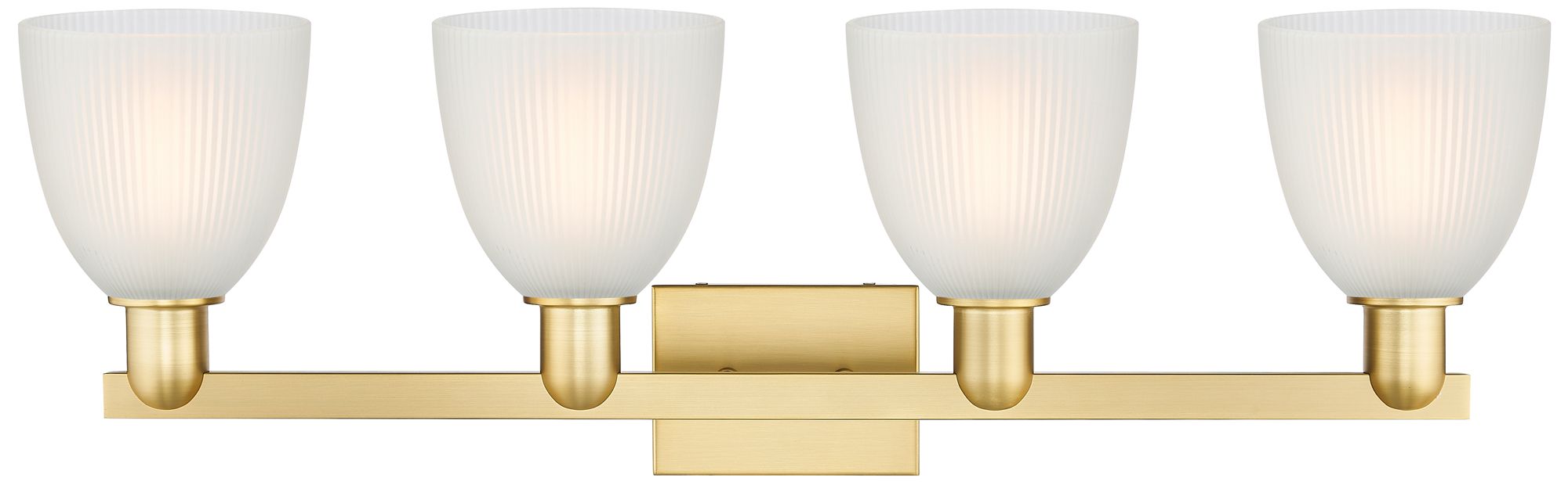 Image 2 Arcadia Castile 33"W 4 Light Satin Gold Vanity Light With White Shade more views