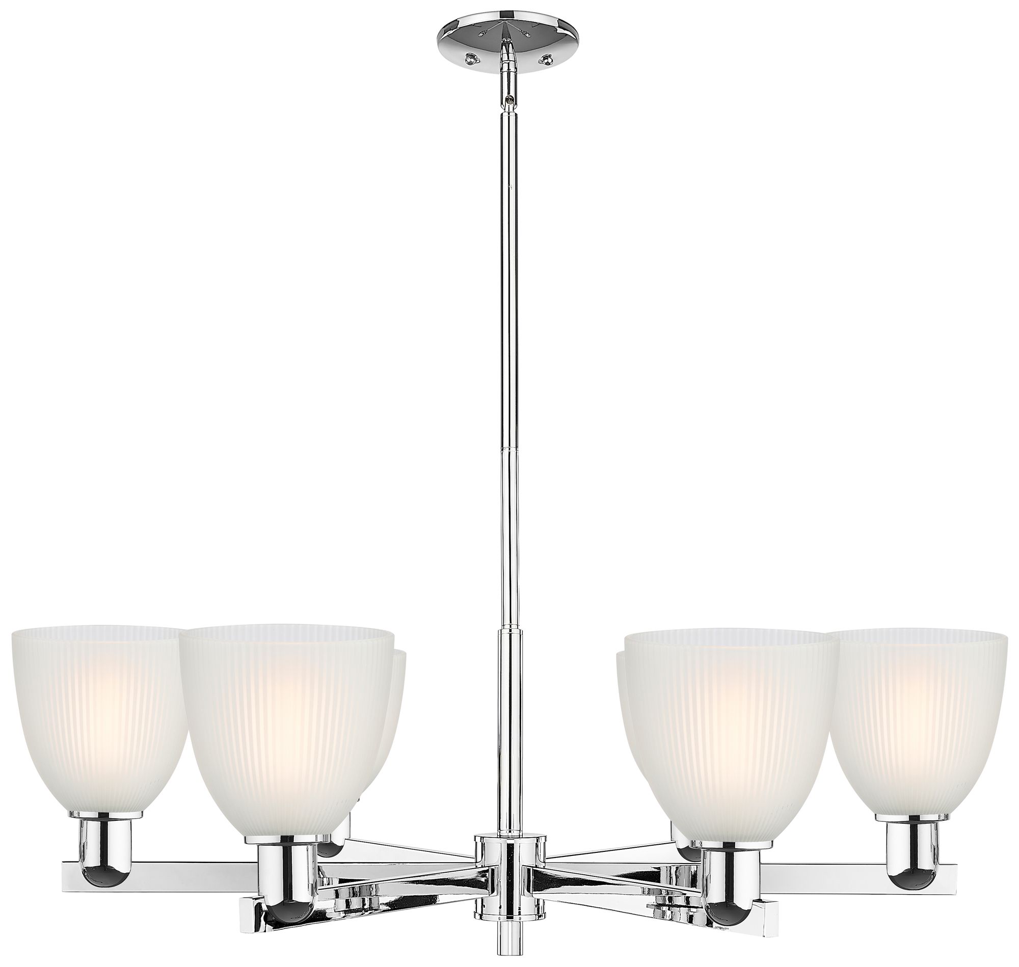 Arcadia Castile 36"W 6 Light Chrome Stem Chandelier w/ White Shade