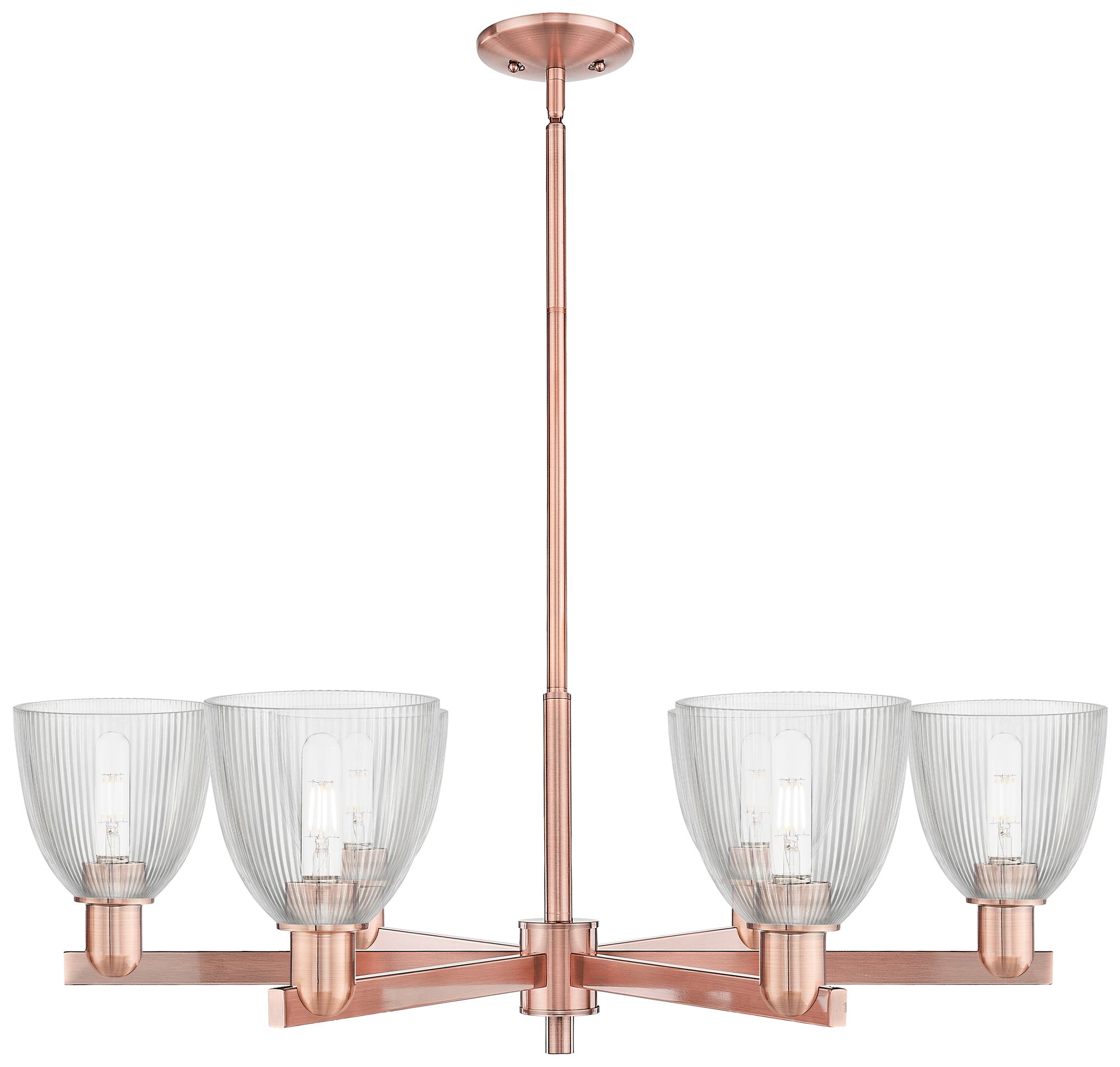 Arcadia Castile 36"W 6 Light Copper Stem Chandelier w/ Clear Shade