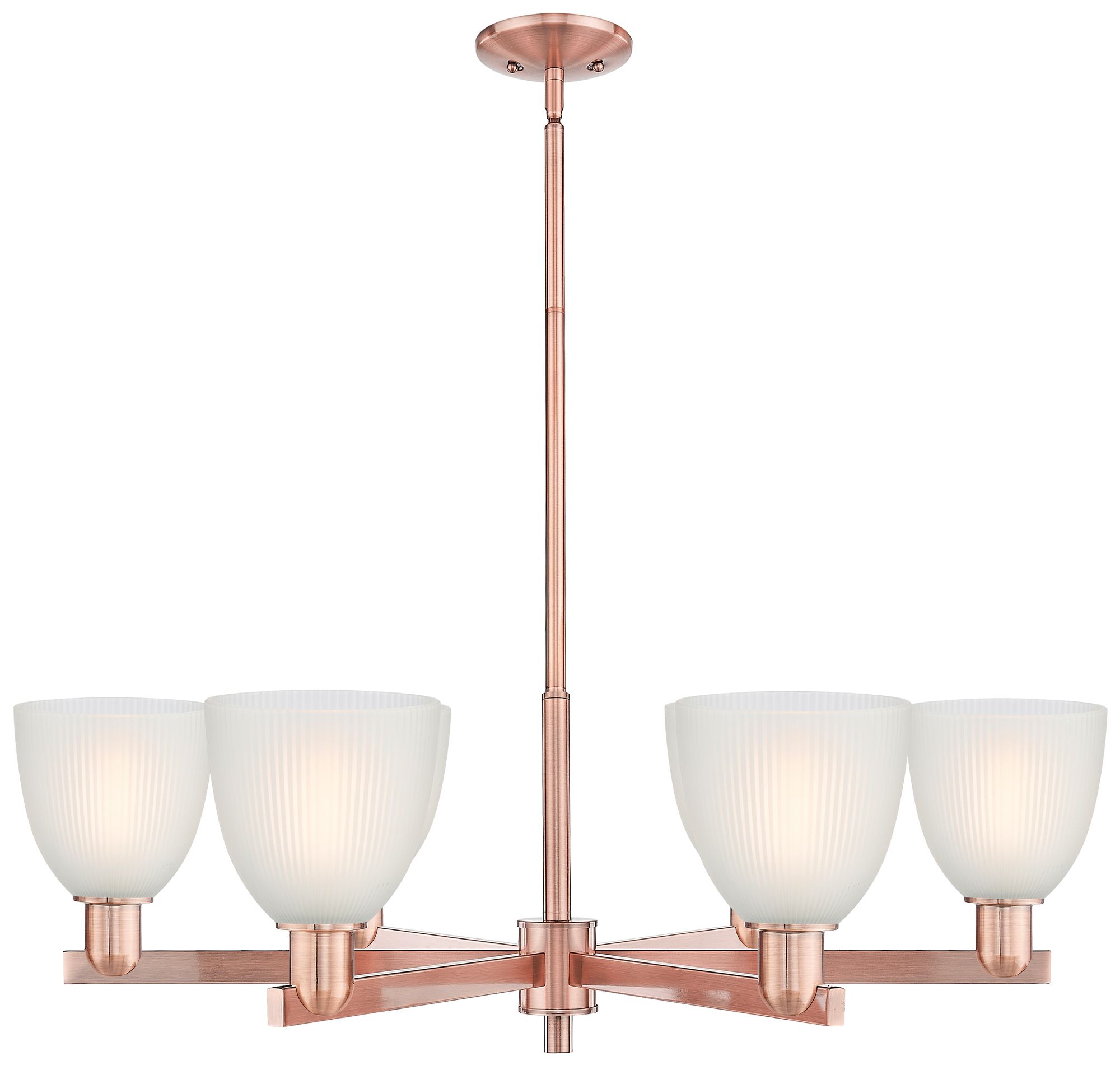 Arcadia Castile 36"W 6 Light Copper Stem Chandelier w/ White Shade