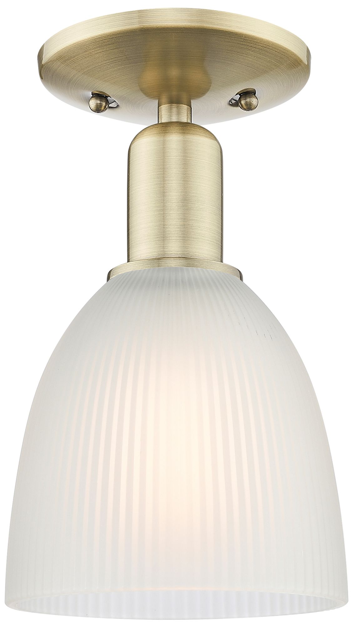 Arcadia Castile 6"W Antique Brass Semi.Flush Mount With White Shade