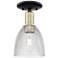 Arcadia Castile 6"W Black And Brass Semi.Flush Mount With Clear Shade
