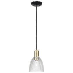 Arcadia Castile 6"W Black Brass Cord Hung Mini Pendant w/ Clear Shade
