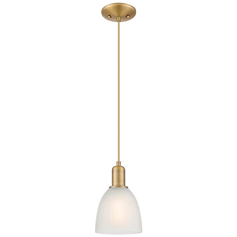 Image 1 Arcadia Castile 6"W Brushed Brass Cord Mini Pendant w/ White Shade