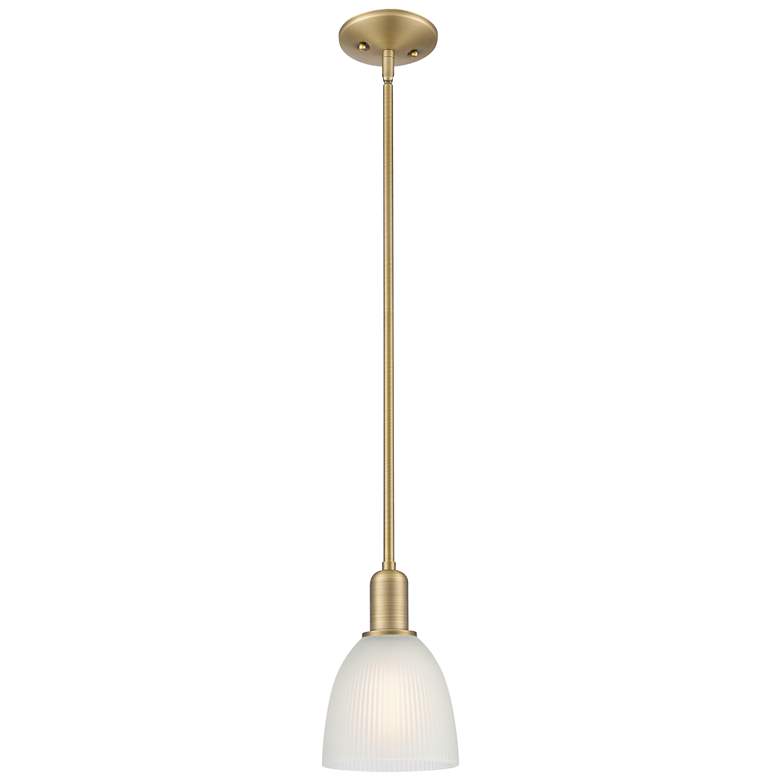 Image 1 Arcadia Castile 6"W Brushed Brass Stem Mini Pendant w/ White Shade