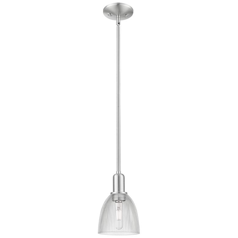 Image 1 Arcadia Castile 6"W Brushed Nickel Stem Mini Pendant w/ Clear Shade