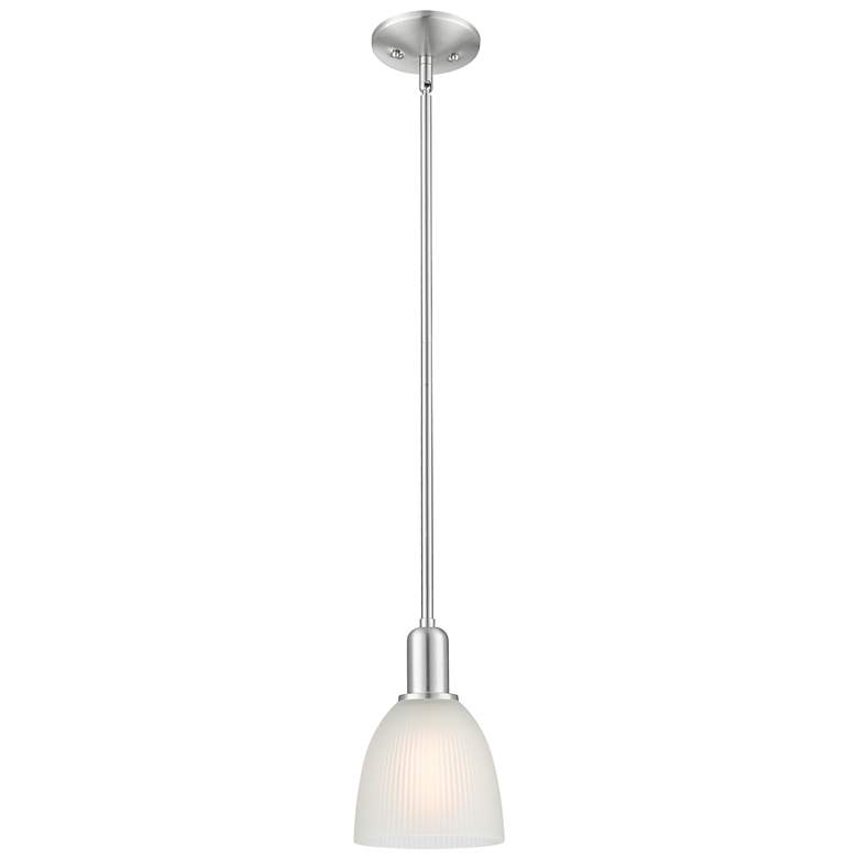 Image 1 Arcadia Castile 6"W Brushed Nickel Stem Mini Pendant w/ White Shade