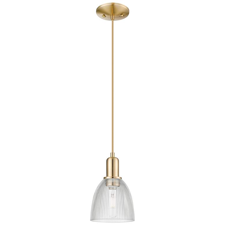 Image 1 Arcadia Castile 6"W Champagne Bronze Cord Mini Pendant w/ Clear Shade