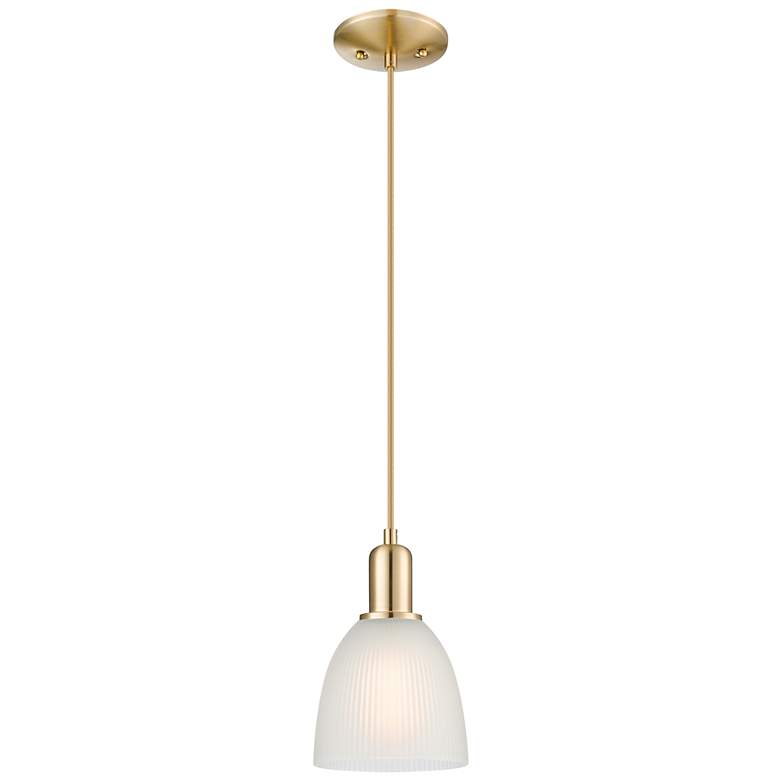Image 1 Arcadia Castile 6"W Champagne Bronze Cord Mini Pendant w/ White Shade