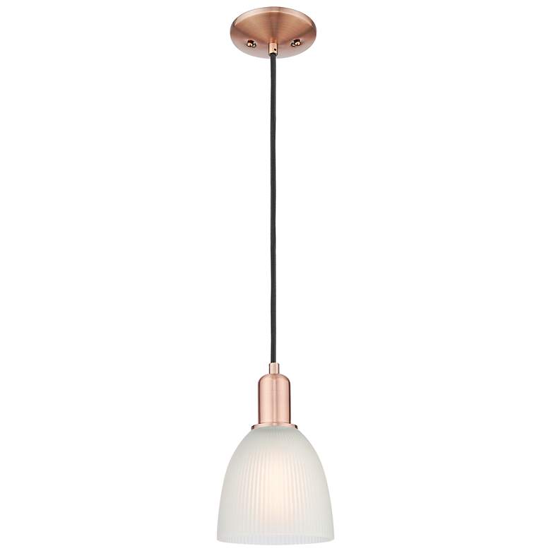 Image 1 Arcadia Castile 6"W Copper Cord Hung Mini Pendant With White Shade