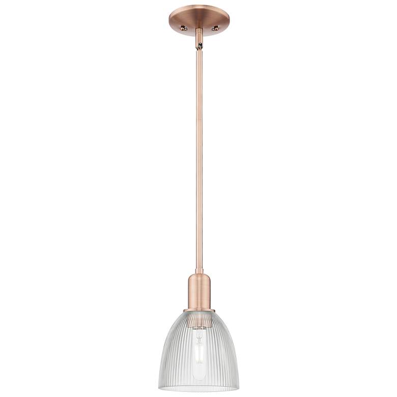 Image 1 Arcadia Castile 6"W Copper Stem Hung Mini Pendant With Clear Shade