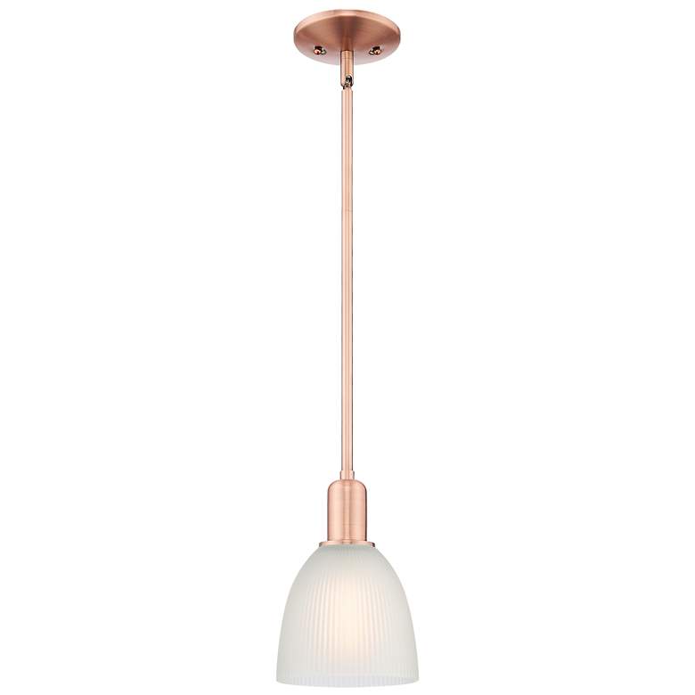 Image 1 Arcadia Castile 6"W Copper Stem Hung Mini Pendant With White Shade