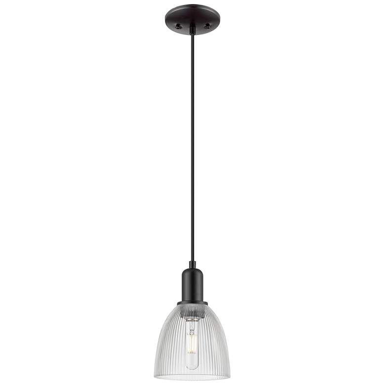 Image 1 Arcadia Castile 6"W Matte Black Cord Hung Mini Pendant w/ Clear Shade