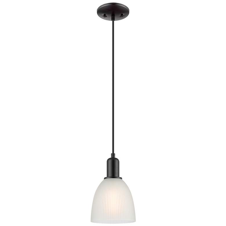 Image 1 Arcadia Castile 6"W Matte Black Cord Hung Mini Pendant w/ White Shade