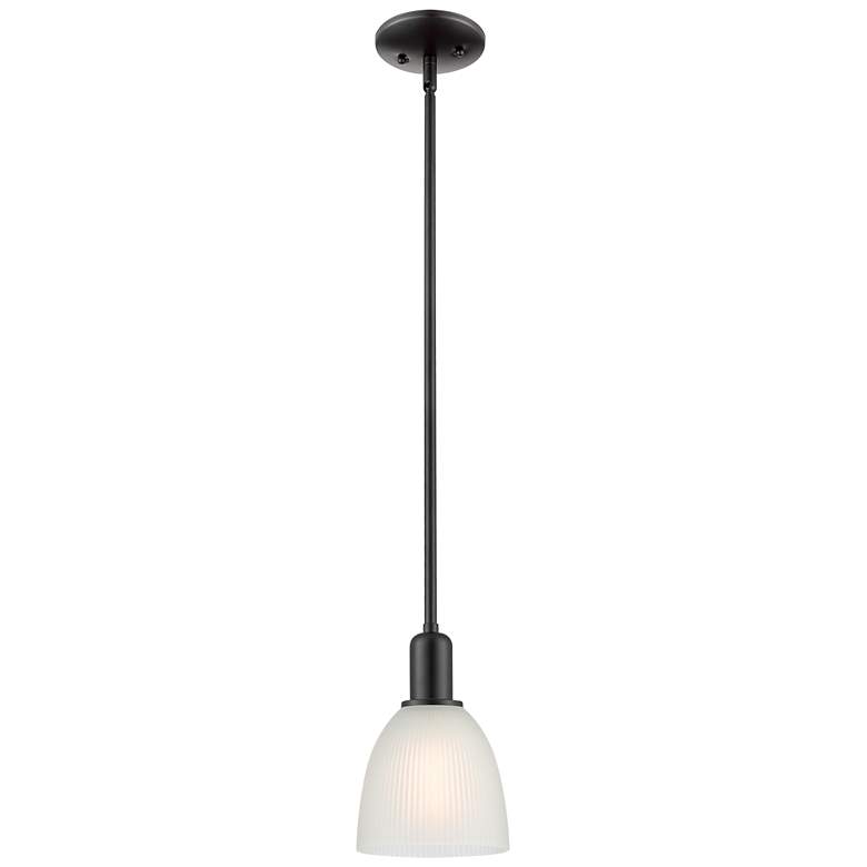 Image 1 Arcadia Castile 6"W Matte Black Stem Hung Mini Pendant w/ White Shade