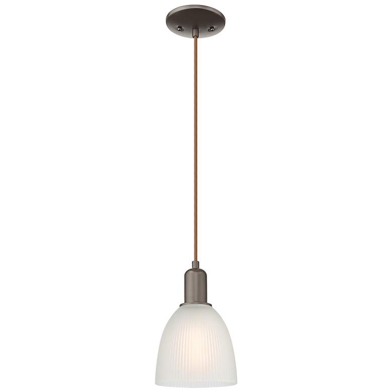 Image 1 Arcadia Castile 6"W Oiled Bronze Cord Hung Mini Pendant w/ White Shade
