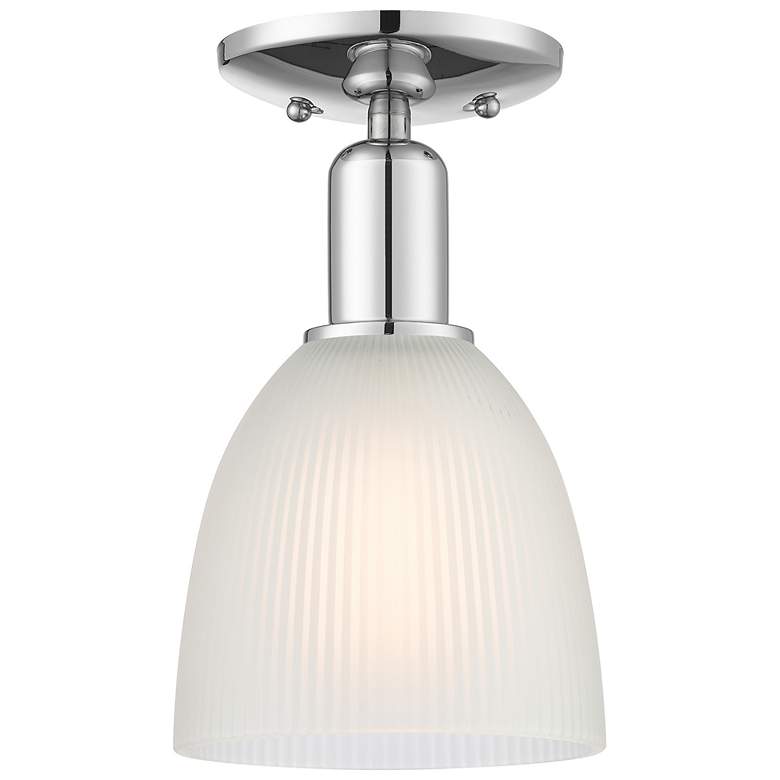Image 1 Arcadia Castile 6"W Polished Chrome Semi.Flush Mount With White Shade