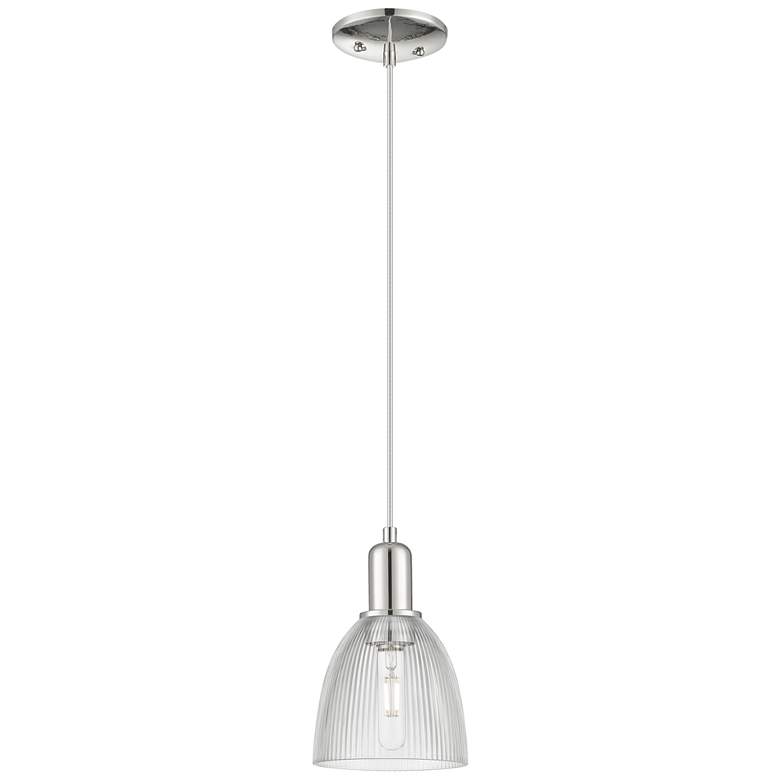 Image 1 Arcadia Castile 6"W Polished Nickel Cord Mini Pendant w/ Clear Shade