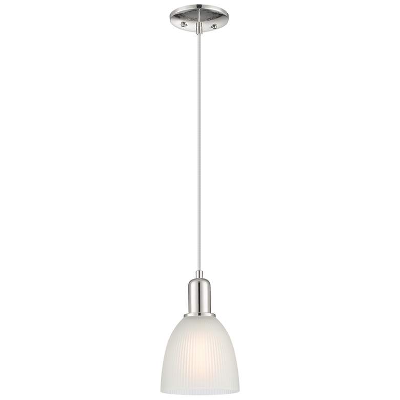 Image 1 Arcadia Castile 6"W Polished Nickel Cord Mini Pendant w/ White Shade