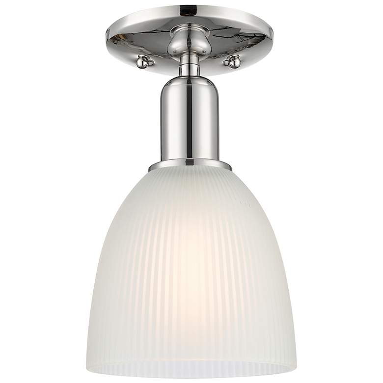 Image 1 Arcadia Castile 6"W Polished Nickel Semi.Flush Mount With White Shade
