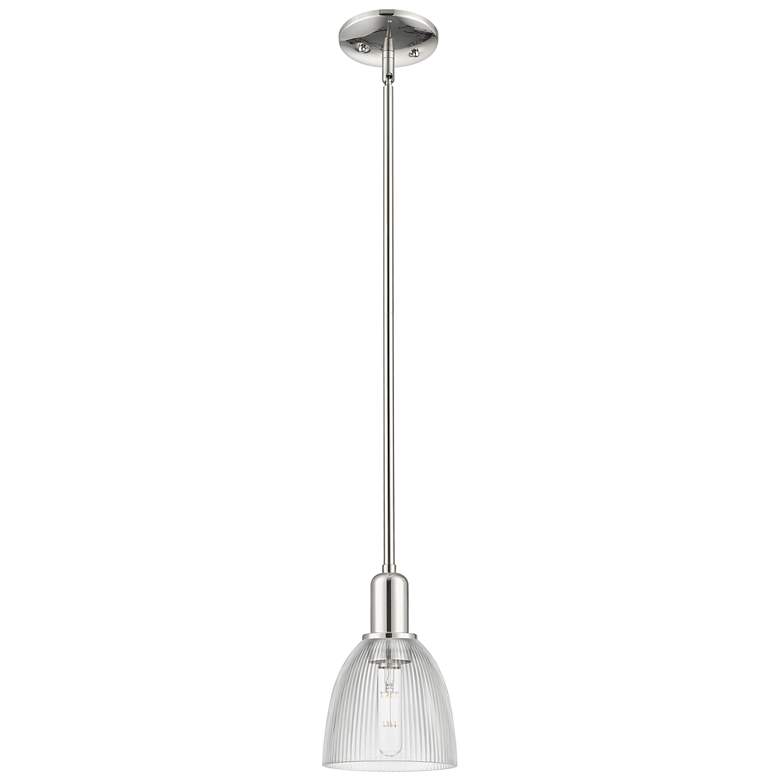 Image 1 Arcadia Castile 6"W Polished Nickel Stem Mini Pendant w/ Clear Shade