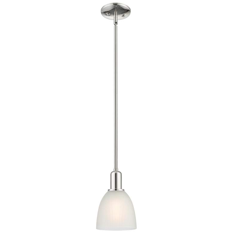 Image 1 Arcadia Castile 6"W Polished Nickel Stem Mini Pendant w/ White Shade