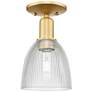Arcadia Castile 6" Wide Satin Gold Semi.Flush Mount With Clear Shade