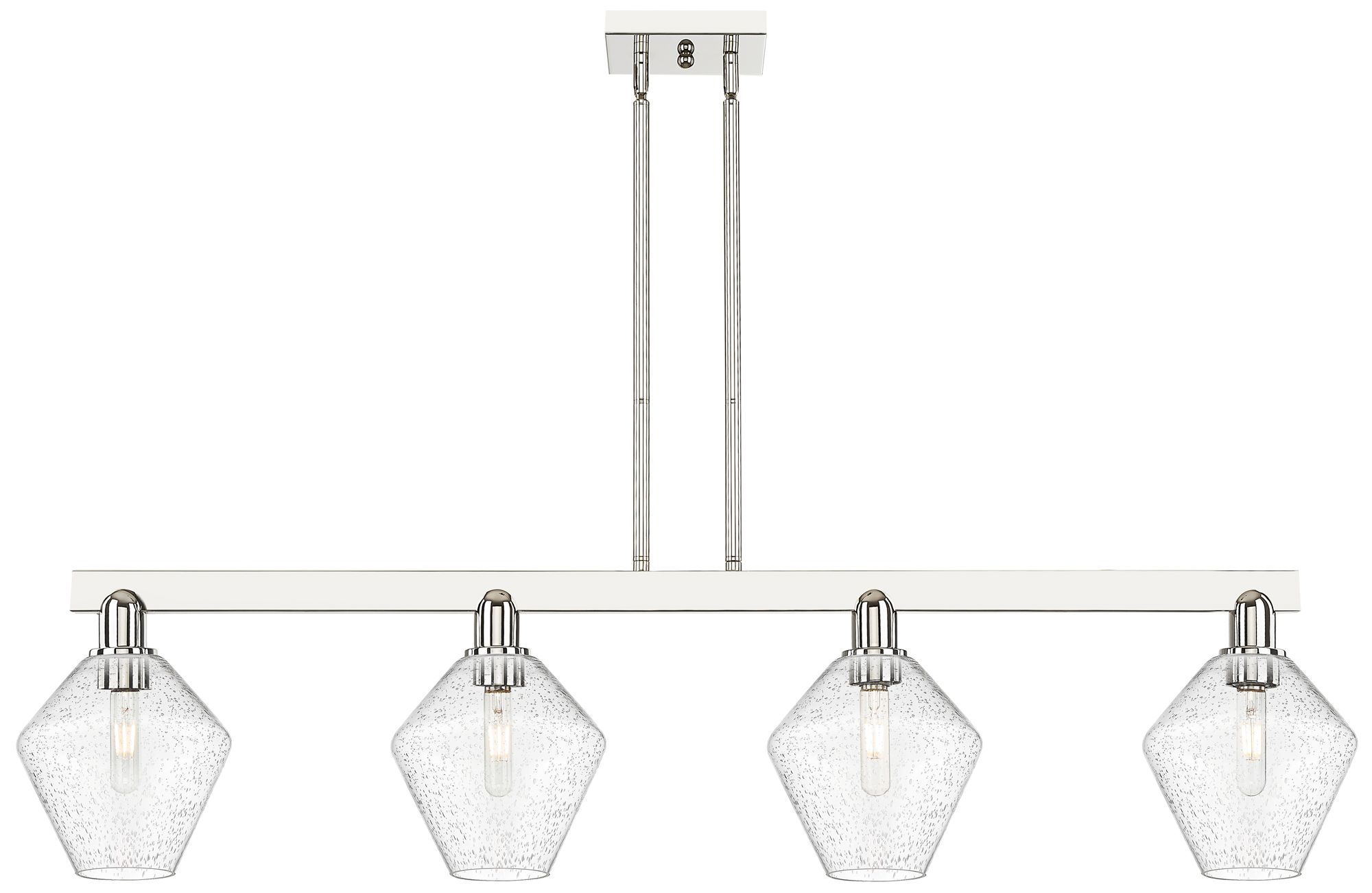 Arcadia Cindyrella 51"W 4-Lt Polish Nickel Stem Island Light w/ Seedy Shade