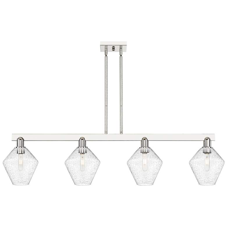 Image 1 Arcadia Cindyrella 51"W 4-Lt Polish Nickel Stem Island Light w/ Seedy Shade