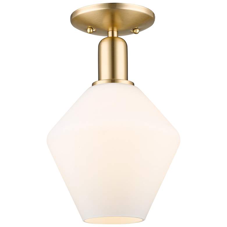 Image 1 Arcadia Cindyrella 8"W Bronze Semi-Flush w/ Cased Matte White Shade