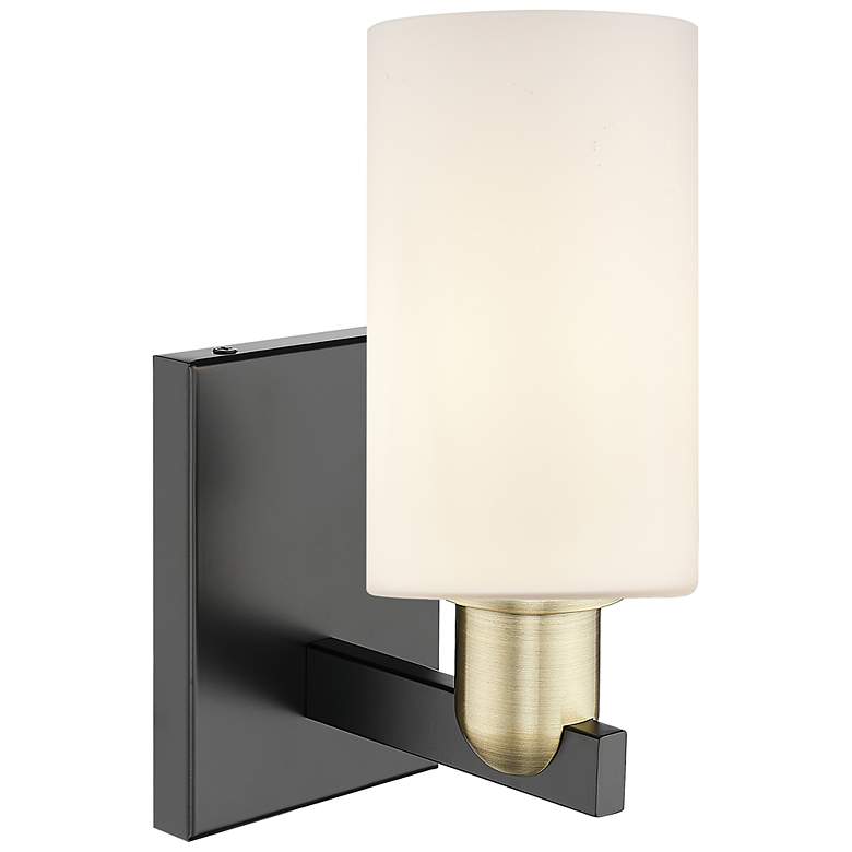 Image 2 Arcadia Clymer 11"H Black Antique Brass Sconce With Matte White Shade more views