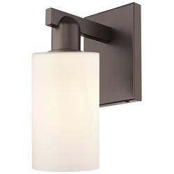 Arcadia Clymer 11"H Oil Rubbed Bronze Sconce With Matte White Shade