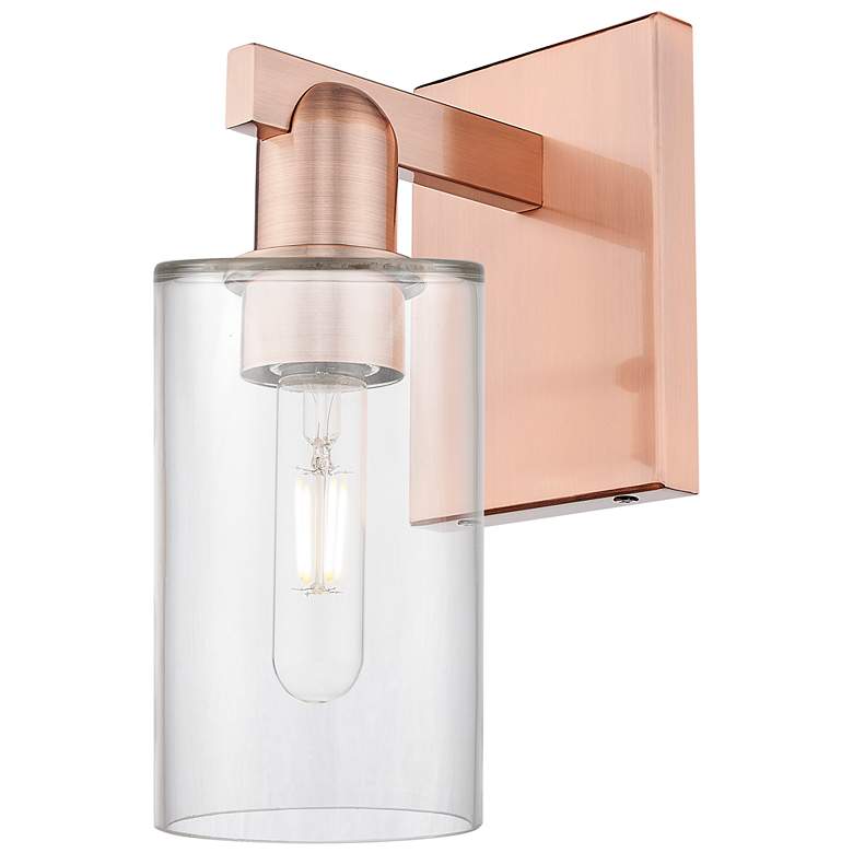Image 1 Arcadia Clymer 11" High Antique Copper Sconce With Clear Shade
